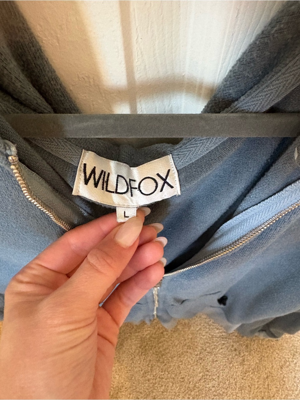 WILDFOX Soft Slate Blue Zip-Up Teddy Jacket